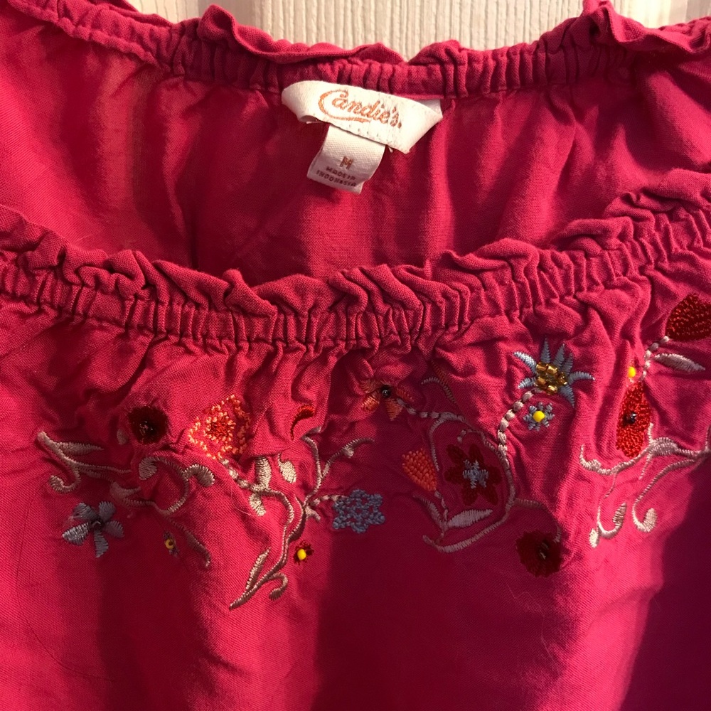Pink, off the shoulder crop top
